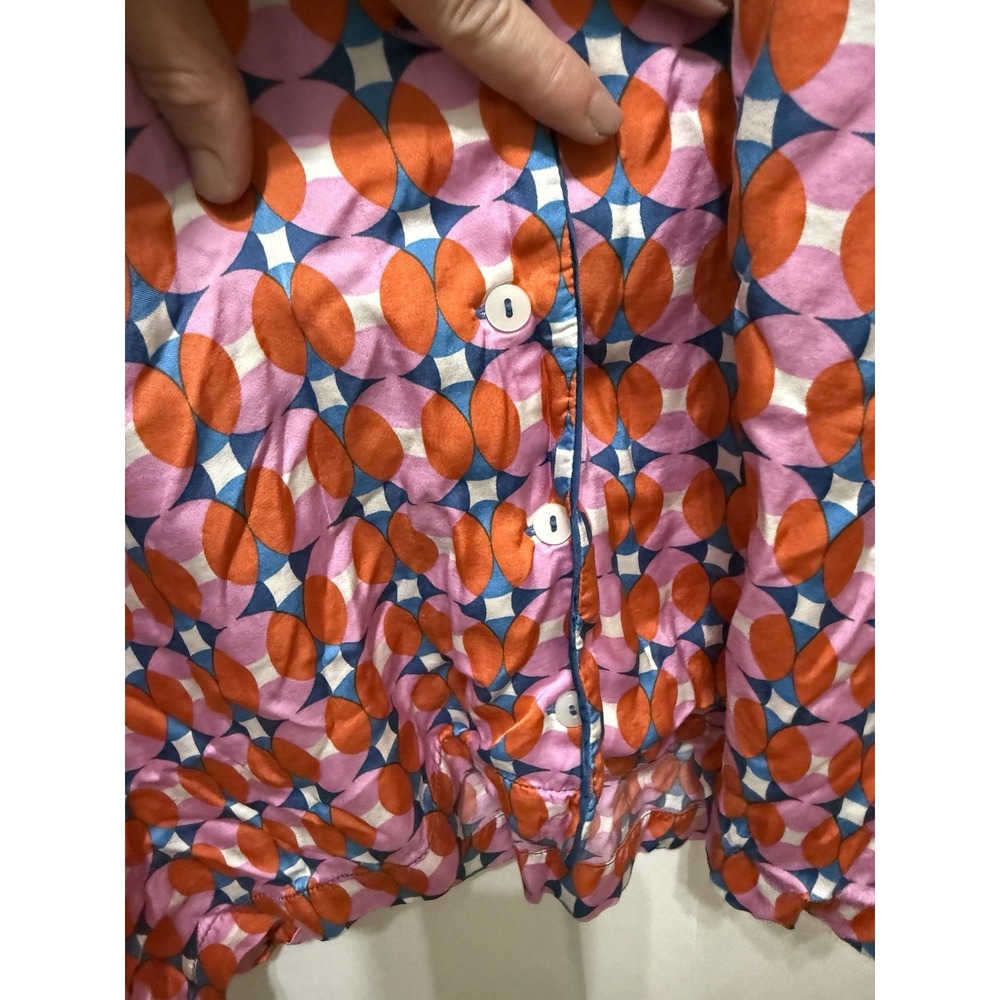 Anthropologie LyreBird Silky Printed Pajama Set Sold Out Print Top XL Shorts LG - Picture 11 of 16